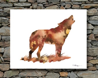 Wolf Art Print - Abstract Wildlife Watercolor Painting - Wall Decor