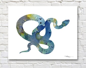 Snake Art Print - Abstract Watercolor Painting - Wall Decor