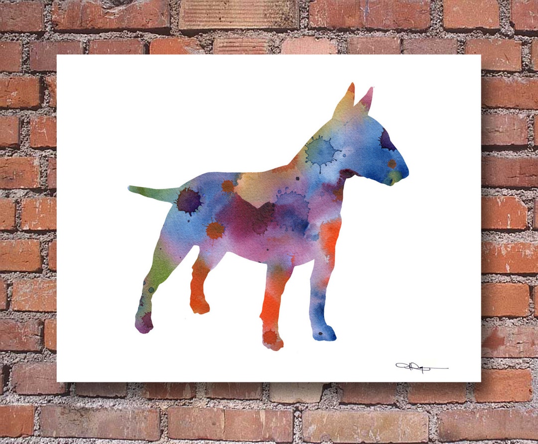 Bull Terrier Art Print Abstract Watercolor Painting Wall Decor - Etsy
