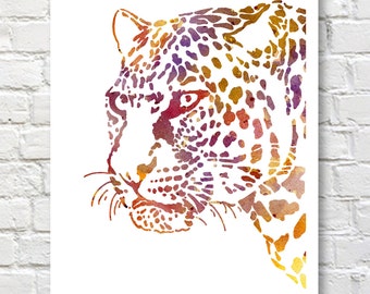 Jaguar Art Print - Art animalier abstrait - Peinture à l'aquarelle - Décoration murale