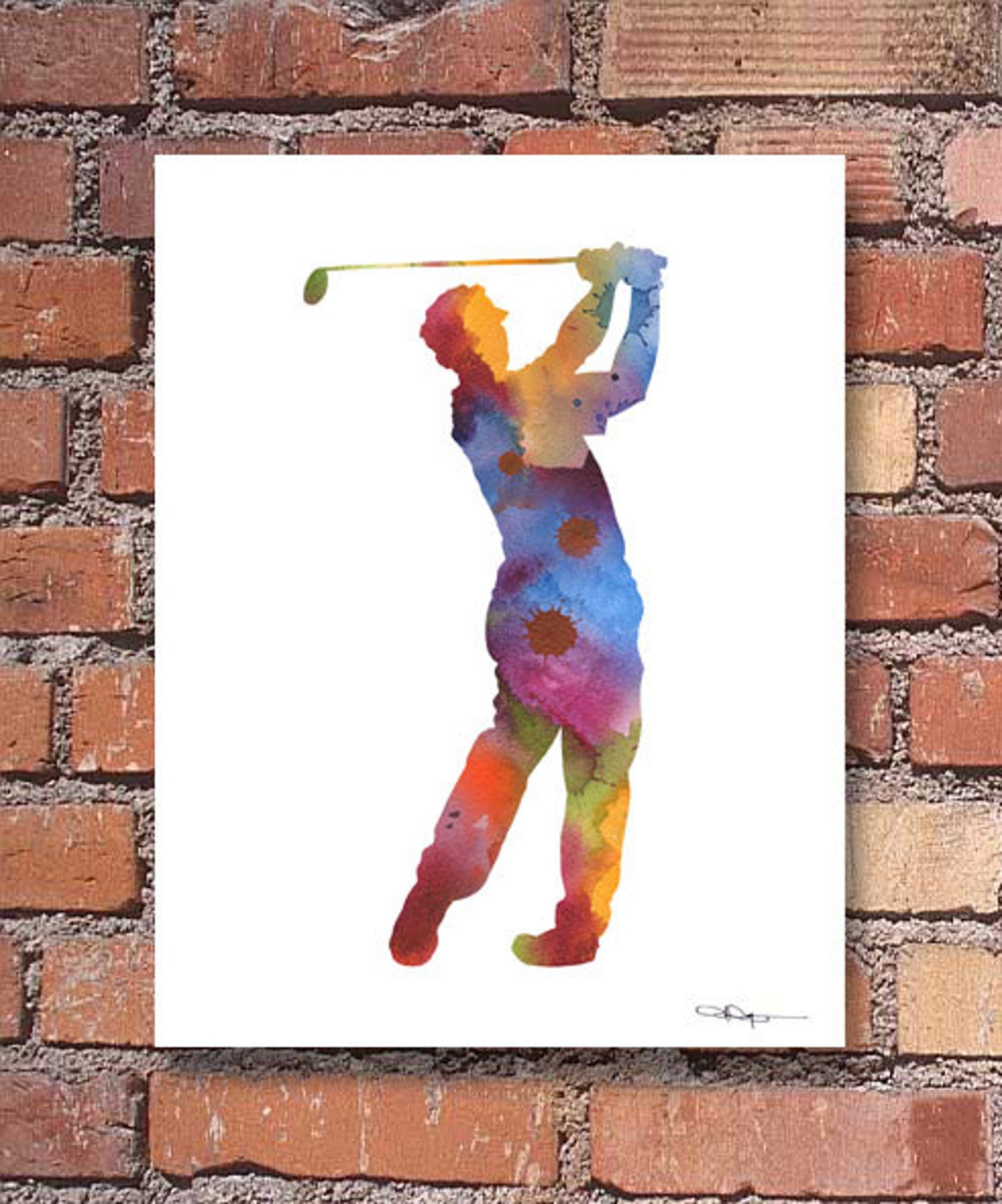 Golfer Art Print Abstract Watercolor Painting Golf Art Etsy