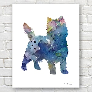 Blue Cairn Terrier Art Print - Abstract Watercolor Painting - Wall Decor