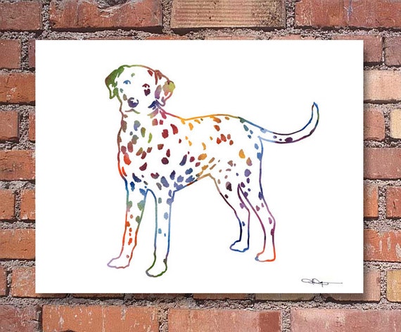 Abstraktes Print Aquarell Gemälde Hund Wanddekor Art Dalmatiner