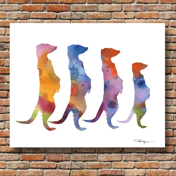 Meerkats Watercolor - Abstract Painting - Wall Decor