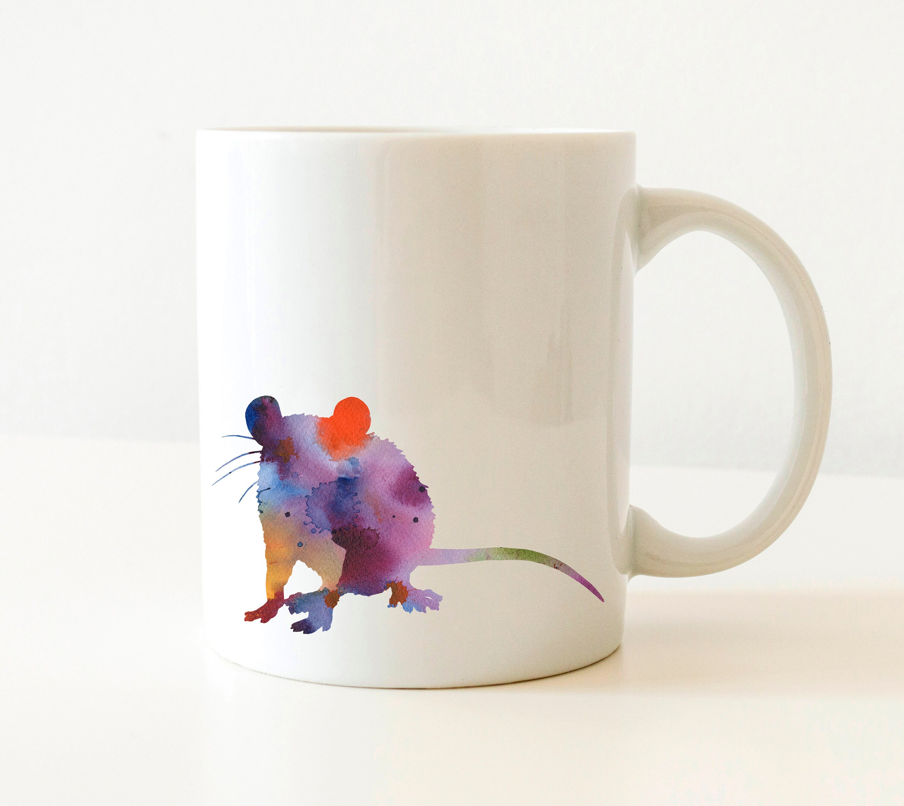 Rat Mug Rat Lover Gift Rat Watercolor Art Mug Pet Rat Etsy