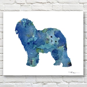 Old English Sheepdog Art Print - Abstract Watercolor Painting - Wall Decor