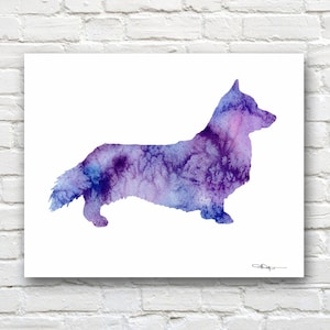 Welsh Corgi Art Print Abstract Watercolor Painting Wall Decor image 1