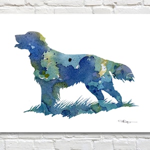 Flat Coated Retriever Art Print - Abstract Watercolor Painting - Wall Decor