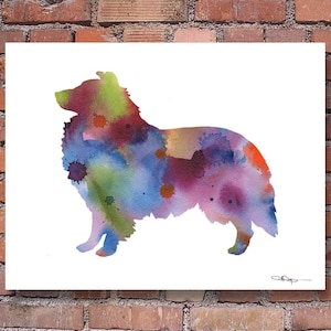 Sheltie Art Print - Abstract Shetland Sheepdog Watercolor Painting - Wall Decor