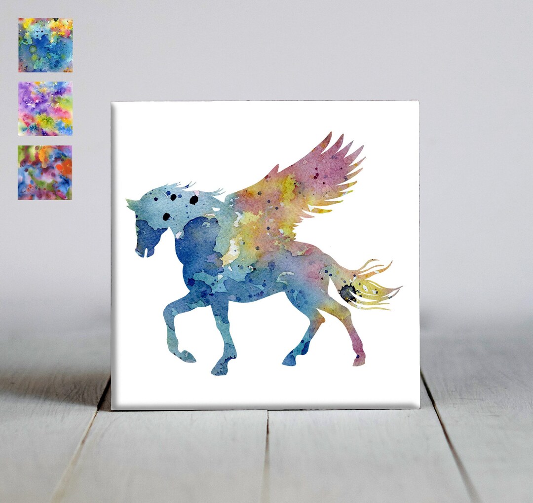Pegasus Ceramic Tile Pegasus Decorative Tile Fantasy Lover Etsy