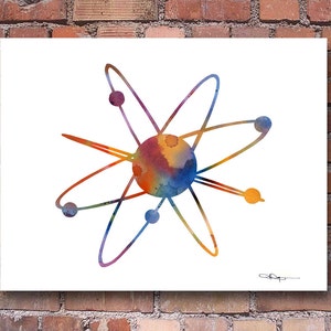 Atom Art Print - Abstrakte Aquarell Malerei - Wand-Dekor