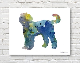 Blue Goldendoodle Art Print - Abstract Watercolor Painting - Wall Decor