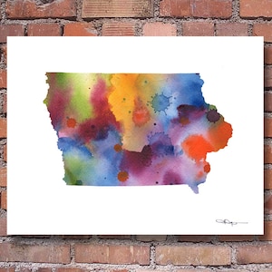 Iowa Map - Abstract Watercolor Art Print - Wall Decor