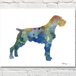 German Wire Haired Pointer Art Print - Abstract Watercolor Painting - Wall Decor