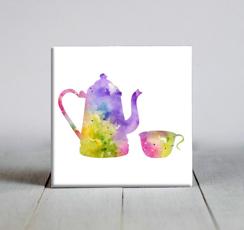 Coffee Pot /& Cup Decorative Ceramic Tile 4.25 or 6 X 6 Inches