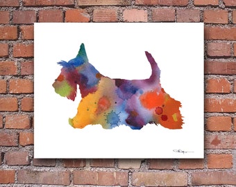 Scottish Terrier Art Print - Abstract Watercolor Painting - Wall Decor