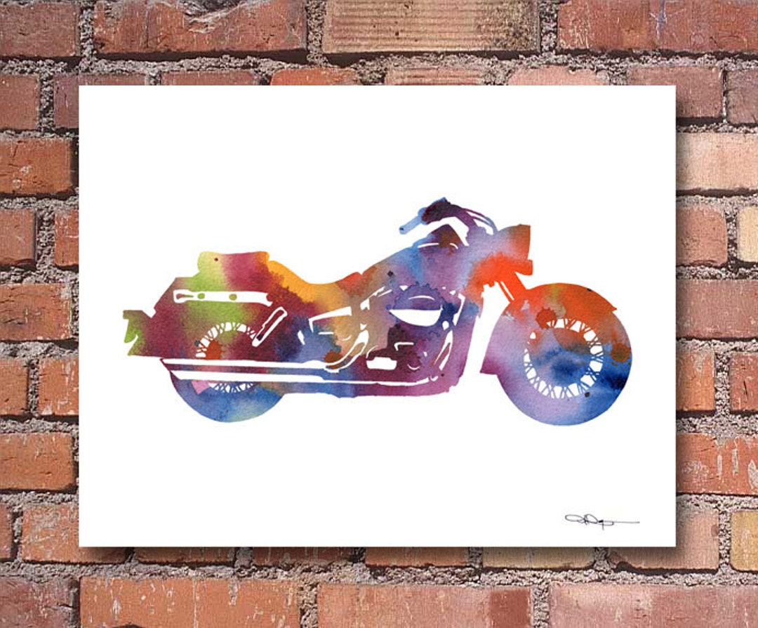 Harley Davidson Art Print Abstract Motorcycle Watercolor Painting Wall