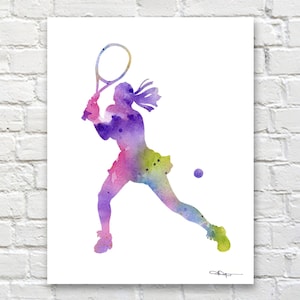 Tennis Player Art Print - Abstract Watercolor Painting - Wall Decor
