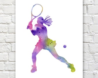 Tennis Player Art Print - Abstract Watercolor Painting - Wall Decor