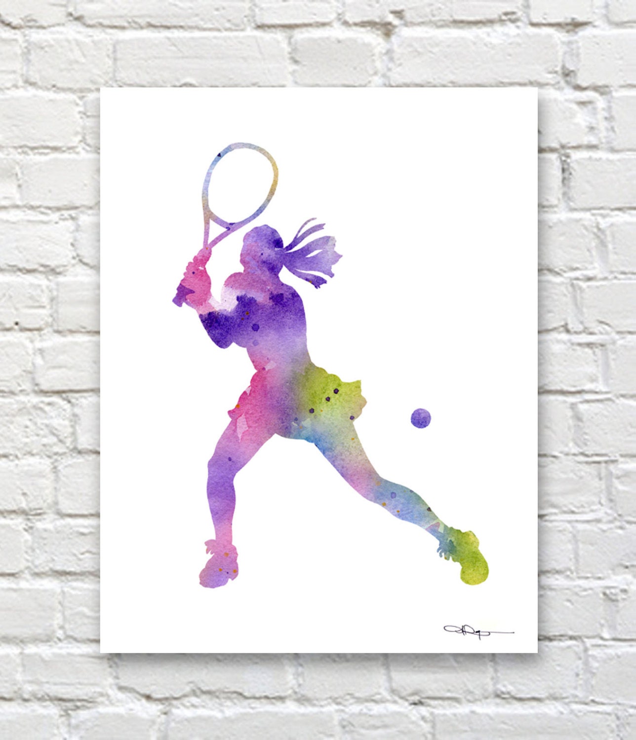 Tennis Player Art Print Abstract Watercolor Painting Wall Etsy