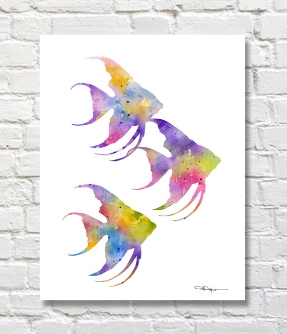 Angelfish Art Print Abstract Tropical Fish Watercolor Painting Wall Decor -  Etsy