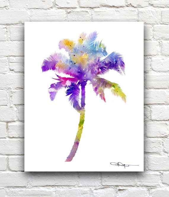 Palm Tree Abstract Watercolor Art Print Wall Decor Etsy
