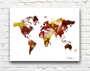 World Map - Art Print - Abstract Watercolor Map - Wall Decor