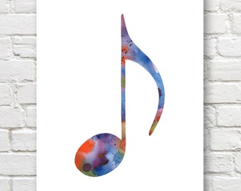 Musical Note Art Print - Abstract Watercolor Painting - Music Wall Decor