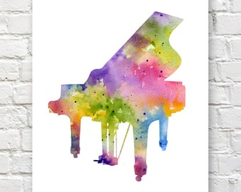 Piano Art Print - Abstract Watercolor Painting - Music Wall Decor