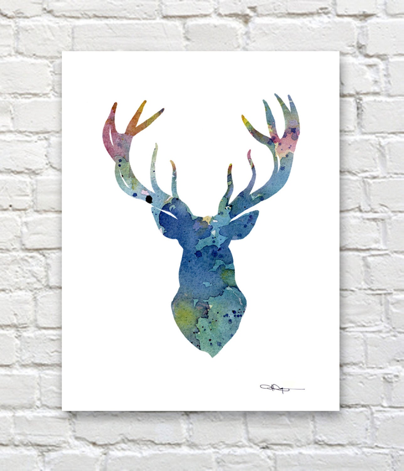 Buck Art Print Abstract Buck Watercolor Painting Hunting | Etsy