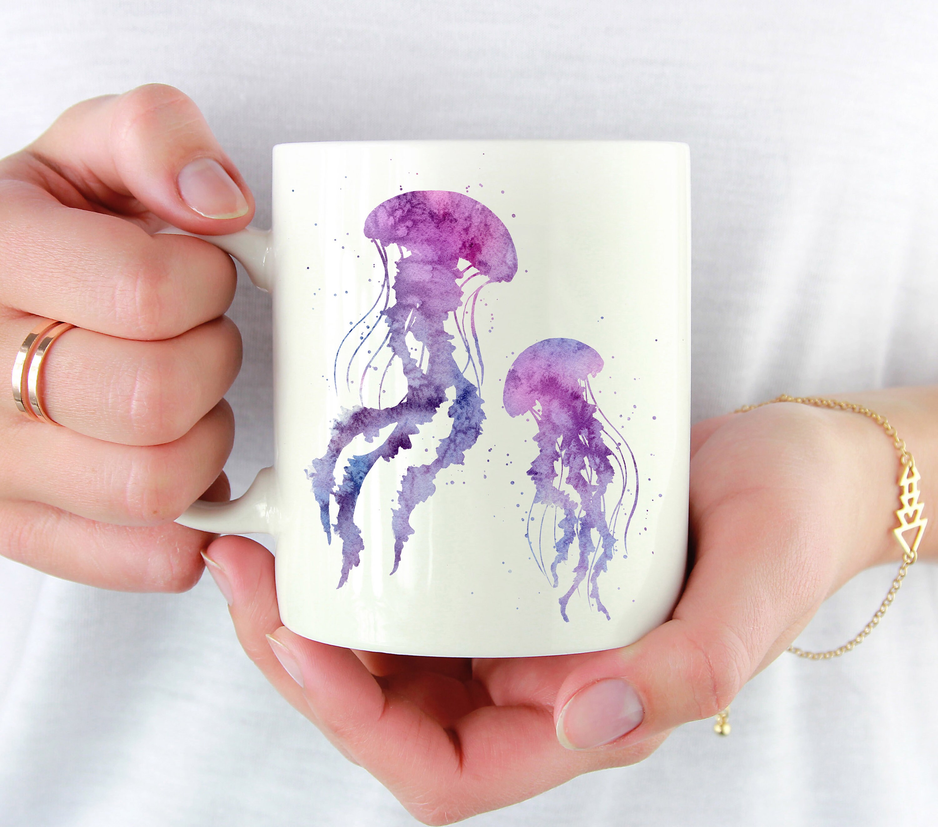 Jellyfish Mug Jellyfish Gift Colorful Jellyfish Watercolor Etsy