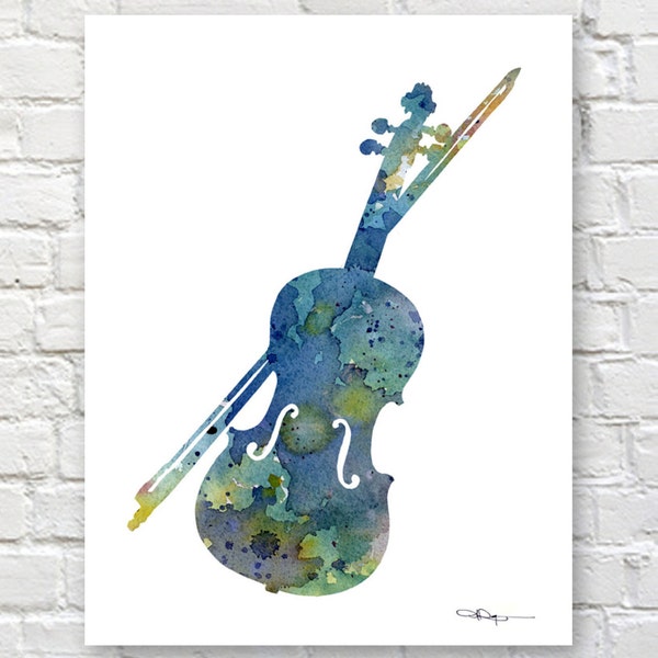 Violin Art Print - Abstract Watercolor Painting - Music Wall Decor