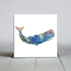 Sperm Whale Ceramic Tile - Sperm Whale Decorative Tile - Ceramic Tile - Whale Watercolor Art Tile - Unique Animal Gifts