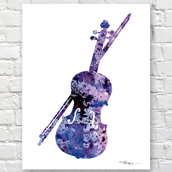 Violin Art Print - Abstract Watercolor Painting - Music Wall Decor