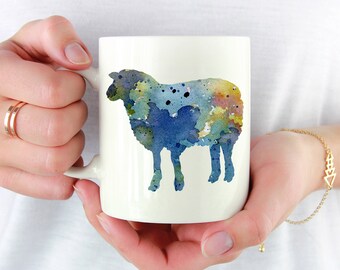 Sheep Mug - Sheep Gift - Sheep Watercolor Farm Animal Art Mug - Sheep Coffee Mug - Unique Animal Gifts