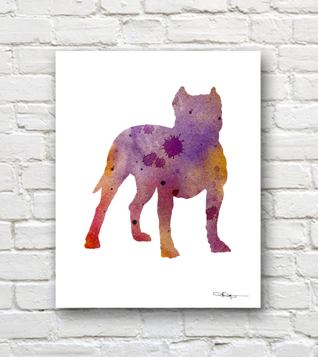 Pit Bull Art Print Abstract Watercolor Painting Wall Decor - Etsy