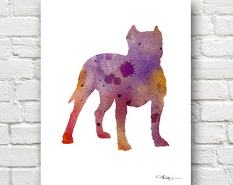 Pit Bull Art Print - Abstract Watercolor Painting - Wall Decor