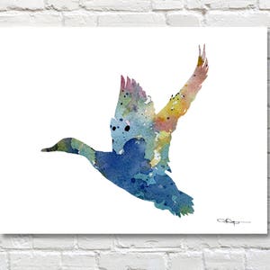 Stockente Ente Kunstdruck - Abstrakte Aquarell Malerei - Wildtiere Wand-Dekor