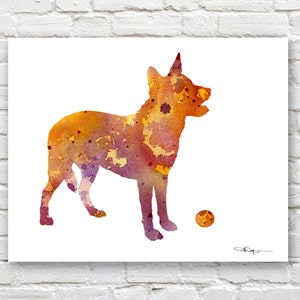 Australian Cattle Dog Art Print - Abstract Watercolor Painting - Wall Decor