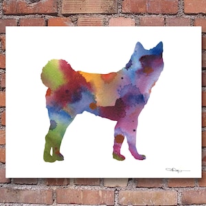 Akita Art Print - Abstract Watercolor Painting - Wall Decor