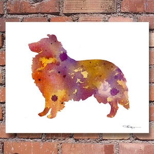 Sheltie Art Print - Abstract Watercolor Painting - Wall Decor