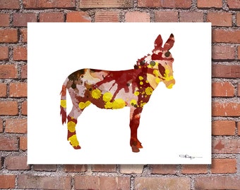 Donkey Art Print - Abstract Burro Watercolor Painting - Wall Decor