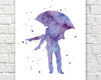 Umbrella Love Art Print - Abstract Watercolor Painting - Wall Decor