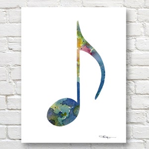 Blue Note Art Print Abstract Watercolor Painting Music Wall Decor image 1