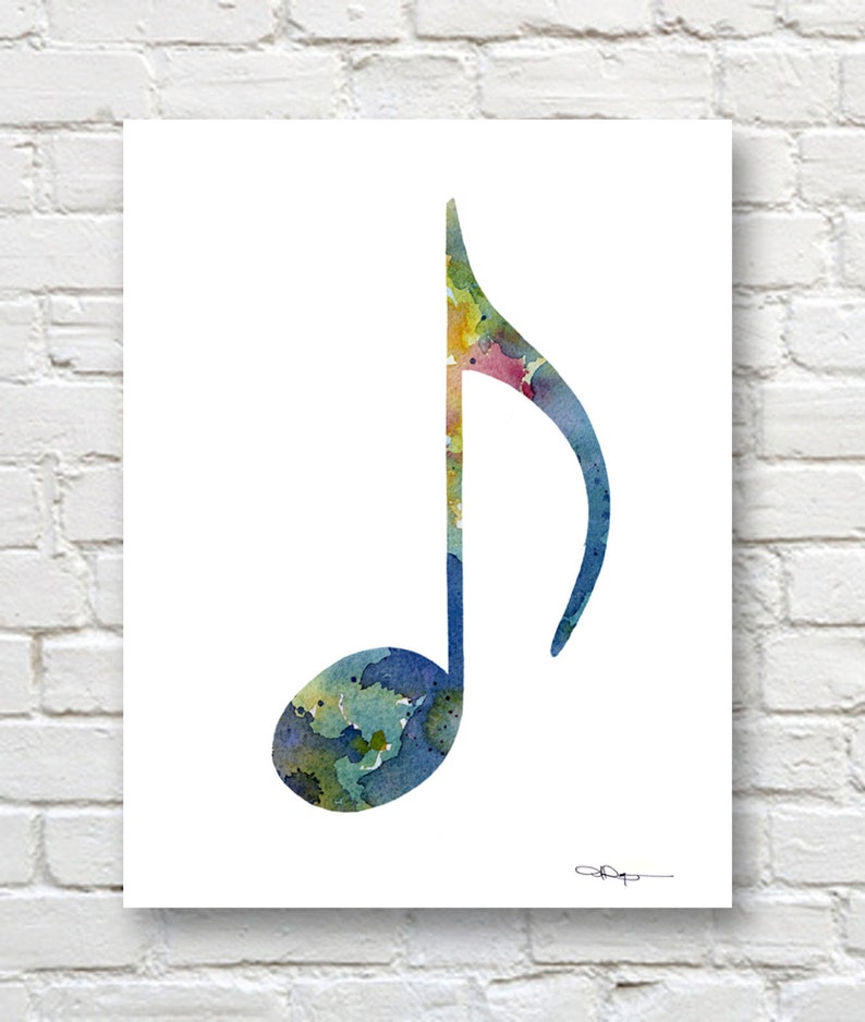 Blue Note Art Print Abstract Watercolor Painting Music Wall Decor image 1