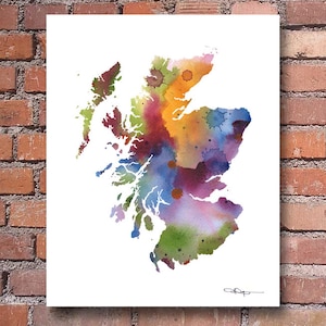 Schottland Karte Kunstdruck - Abstraktes Aquarell - Wand-Dekor