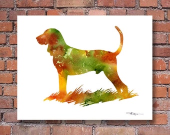 Black And Tan Coonhound Art Print - Abstract Watercolor Painting - Wall Decor