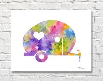 Trailer Art Print - Camping Art - Abstract Trailer Watercolor Painting - Wall Decor