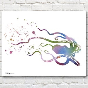 Octopus Art Print - Watercolor - Abstract Painting - Wall Decor