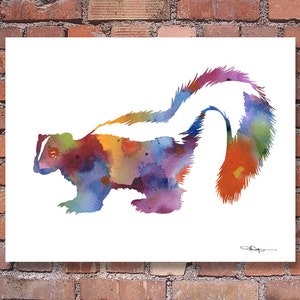 Skunk Art Print - Abstract Watercolor Painting - Wall Decor
